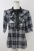 画像1: axes femme POETIQUE / ラッフルフリルチェックブラウス M 黒 T-25-09-21-019-AX-BL-SA-ZI (1)
