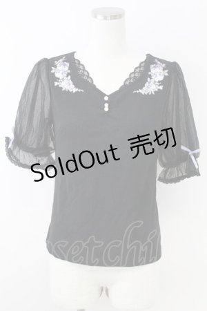 画像: axes femme POETIQUE / フラワー刺繍カットPO  黒 T-25-09-21-021-AX-TO-SA-ZI