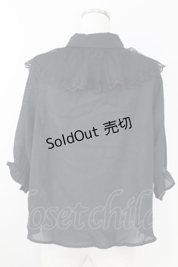 画像2: axes femme POETIQUE / ボウタイ付きチュール襟ブラウス M 黒 T-25-09-21-022-AX-BL-SA-ZI (2)