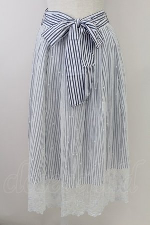 画像: axes femme / ストライプＸレーススカート M ブルー T-25-09-21-029-AX-SK-SA-ZI