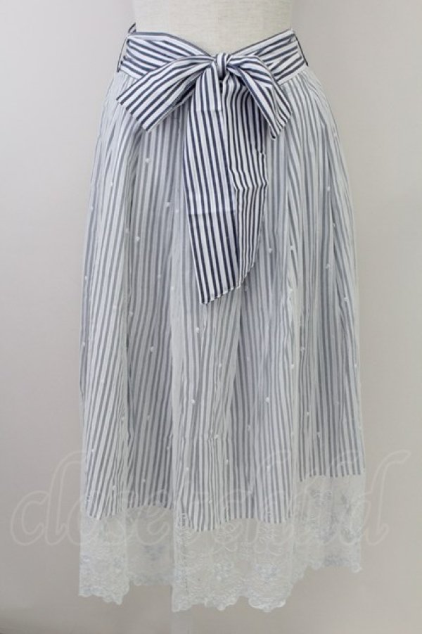 画像1: axes femme / ストライプＸレーススカート M ブルー T-25-09-21-029-AX-SK-SA-ZI (1)