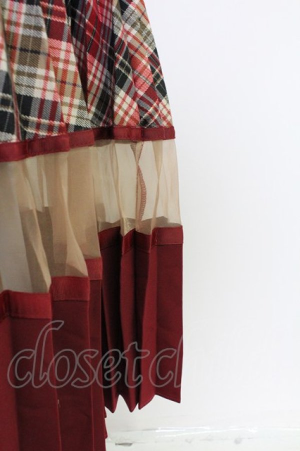 画像3: axes femme POETIQUE / チェック切替プリーツスカート  赤Ｘブラウン T-25-09-21-031-AX-SK-SA-ZI (3)