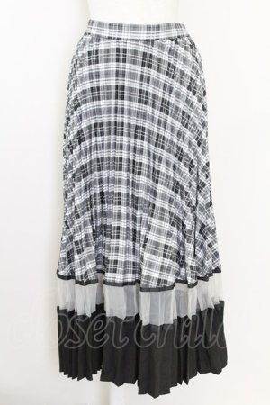 画像: axes femme POETIQUE / チェック切替プリーツスカート  黒チェック T-25-09-21-032-AX-SK-SA-ZI