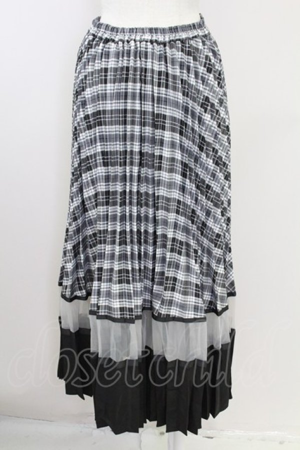 画像2: axes femme POETIQUE / チェック切替プリーツスカート  黒チェック T-25-09-21-032-AX-SK-SA-ZI (2)