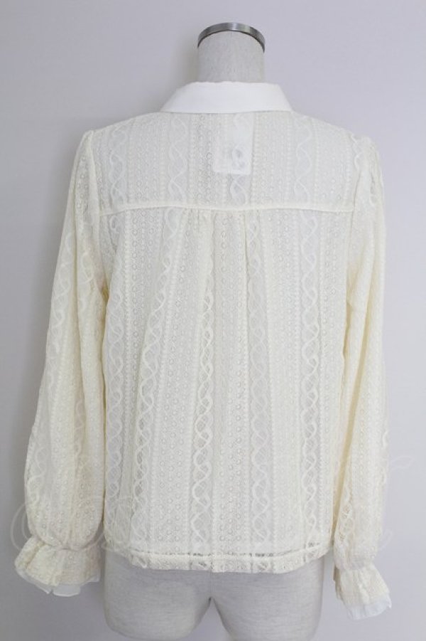 画像2: axes femme POETIQUE / ストライプボウタイレースブラウス  アイボリー T-25-09-21-004-AX-BL-SA-ZI (2)