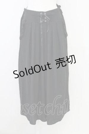 画像: axes femme / フロント編み上げワイドパンツ  黒 T-25-09-21-042-AX-PA-SA-ZI