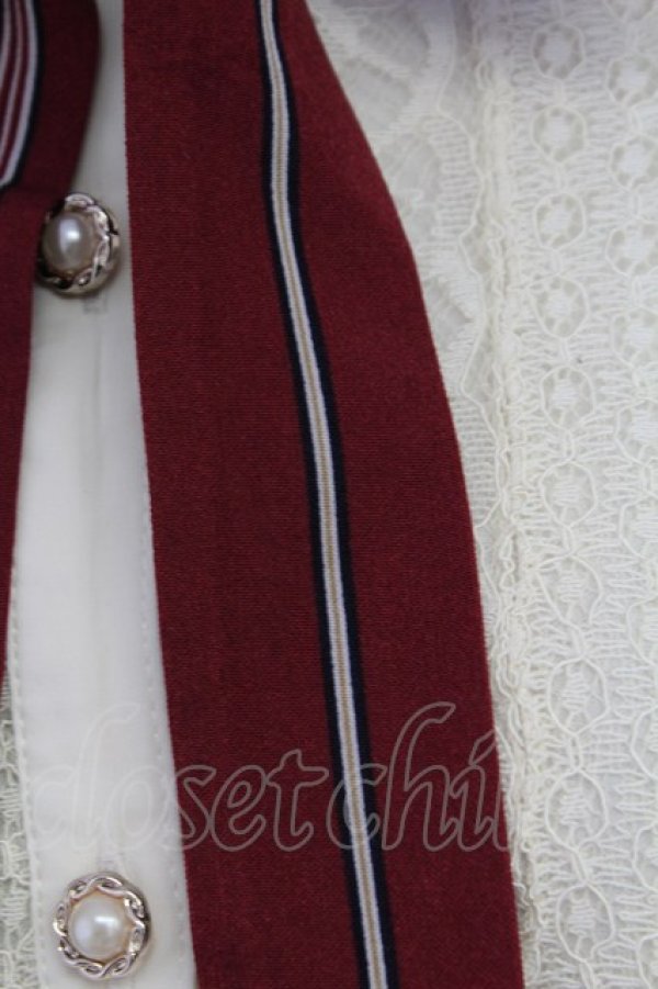 画像5: axes femme POETIQUE / ストライプボウタイレースブラウス  アイボリー T-25-09-21-004-AX-BL-SA-ZI (5)