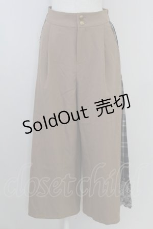 画像: axes femme / チェック切替ワイドパンツ M キャメル T-25-09-21-043-AX-PA-SA-ZI