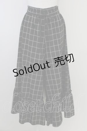 画像: axes femme POETIQUE / 裾フリルチェックパンツ  黒Ｘ白 T-25-09-21-044-AX-PA-SA-ZI
