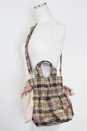 画像: Maison de FLEUR / ベア刺繍ギャザー2WAYトートバッグ  ブラウン T-25-09-21-046-LO-BG-SA-ZI
