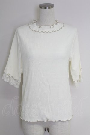 画像: axes femme / 配色メロー袖レースプルオーバー  アイボリー T-25-09-21-005-AX-TO-SA-ZT