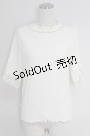 画像: axes femme / 配色メロー袖レースプルオーバー  アイボリー T-25-09-21-005-AX-TO-SA-ZI