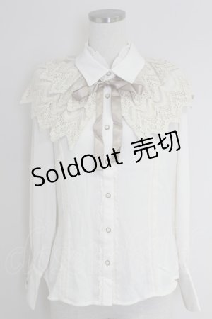 画像: axes femme / レースケープ風リボン付きブラウス M 生成り T-25-09-21-006-AX-BL-SA-ZI
