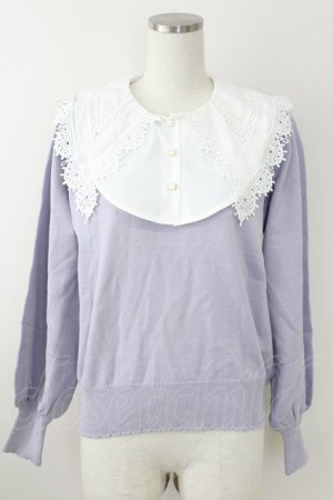 画像: axes femme POETIQUE / レース襟付ニット Ｍ ラベンダー T-25-09-21-010-AX-TO-SA-ZT