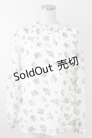 画像: axes femme / ドビー花柄ハイネックブラウス  白 T-25-09-21-011-AX-BL-SA-ZI