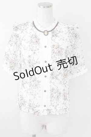 画像: axes femme / ブーケ線画柄ドットドビーブラウス  白 T-25-09-21-012-AX-BL-SA-ZI