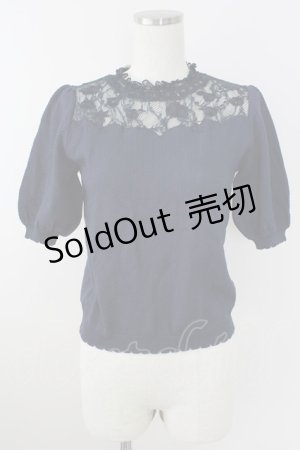 画像: axes femme / レース刺繍ニットPO M 紺 T-25-09-21-016-AX-TO-SA-ZI