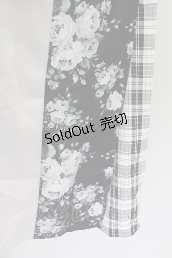 画像3: axes femme / 花柄×チェック柄切替スカート  黒Ｘピンク T-25-09-24-025-AX-SK-SA-ZT427 (3)