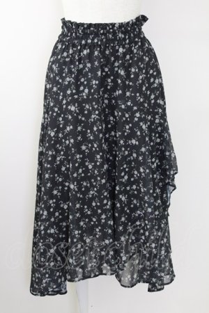 画像: Ank Rouge / フラワー総柄シフォンロングスカート  黒Ｘグレー T-25-09-24-027-CA-SK-SA-ZT427