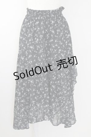 画像: Ank Rouge / フラワー総柄シフォンロングスカート  黒Ｘグレー T-25-09-24-027-CA-SK-SA-ZT427