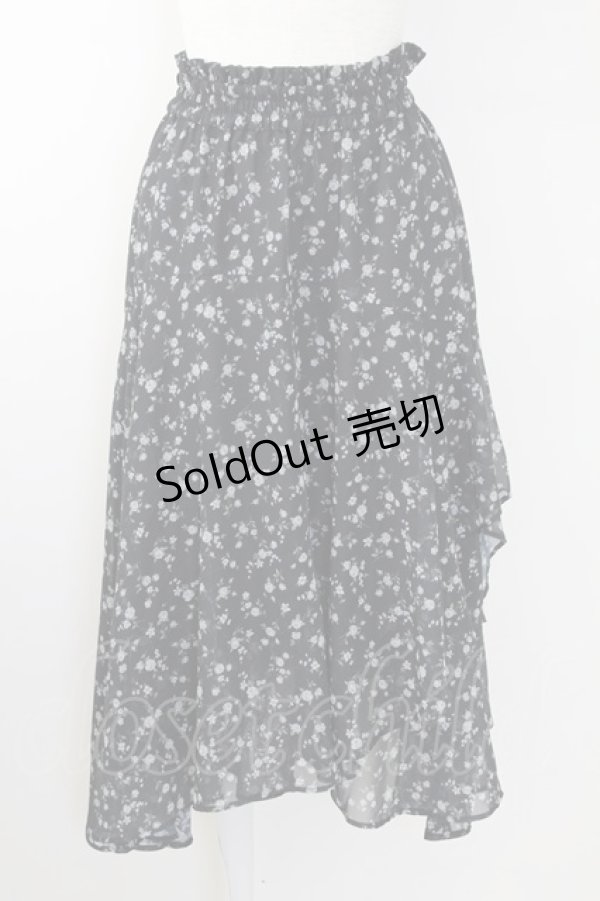画像1: Ank Rouge / フラワー総柄シフォンロングスカート  黒Ｘグレー T-25-09-24-027-CA-SK-SA-ZT427 (1)