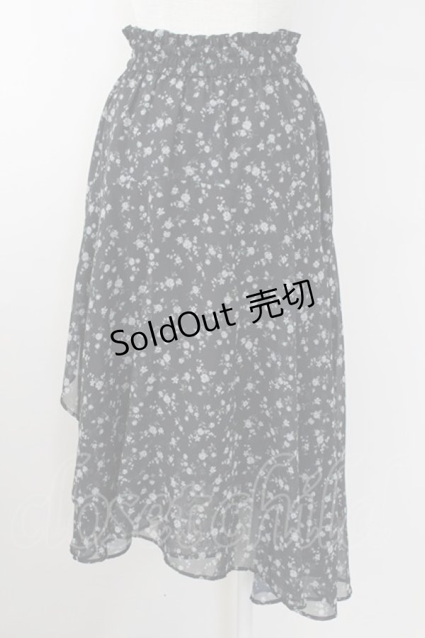 画像2: Ank Rouge / フラワー総柄シフォンロングスカート  黒Ｘグレー T-25-09-24-027-CA-SK-SA-ZT427 (2)