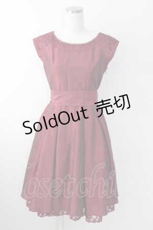 画像: axes femme / レース切り替えドレス  ボルドー T-25-09-24-004-AX-OP-SA-ZT423