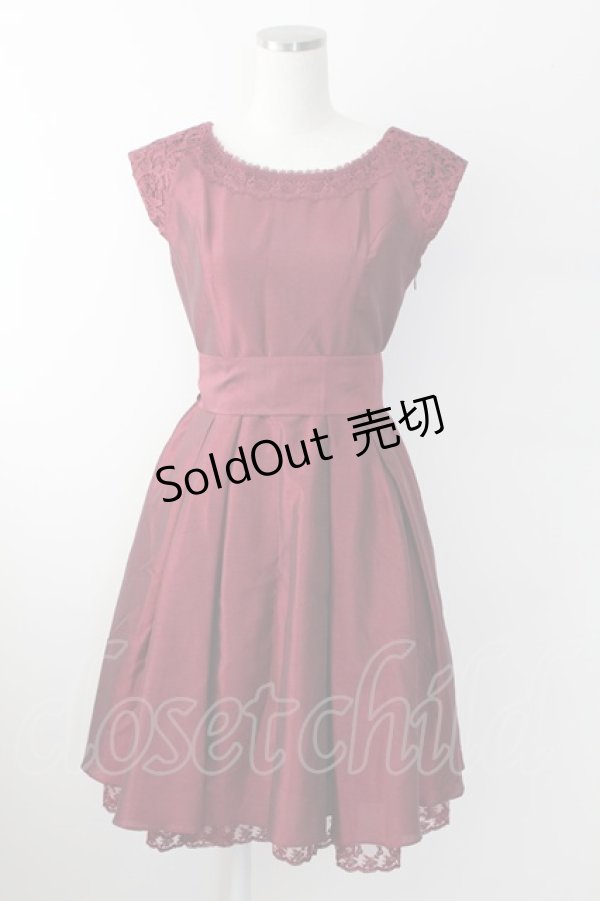 画像1: axes femme / レース切り替えドレス  ボルドー T-25-09-24-004-AX-OP-SA-ZT423 (1)