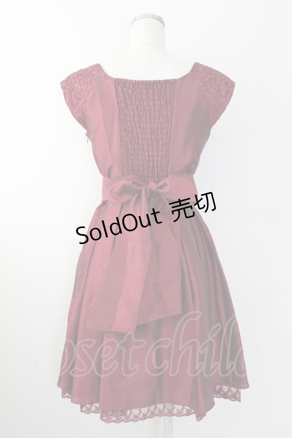 画像2: axes femme / レース切り替えドレス  ボルドー T-25-09-24-004-AX-OP-SA-ZT423 (2)