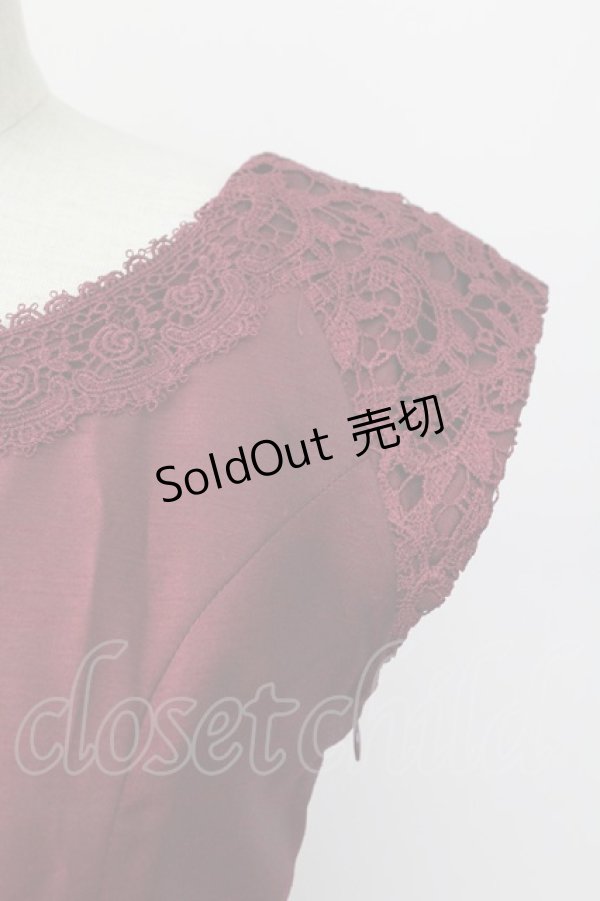 画像3: axes femme / レース切り替えドレス  ボルドー T-25-09-24-004-AX-OP-SA-ZT423 (3)