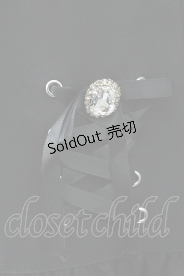 画像4: Ank Rouge / 裾ビジューリボンレースアップショートパンツ  黒 T-25-09-24-032-CA-PA-SA-ZT405 (4)