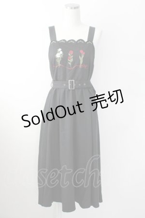 画像: axes femme / リボンフラワー刺繍ジャンスカ  黒 T-25-09-24-005-AX-OP-SA-ZT423