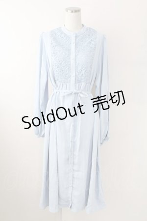 画像: axes femme / レース切替シャツワンピース  サックス T-25-09-24-002-AX-OP-SA-ZT