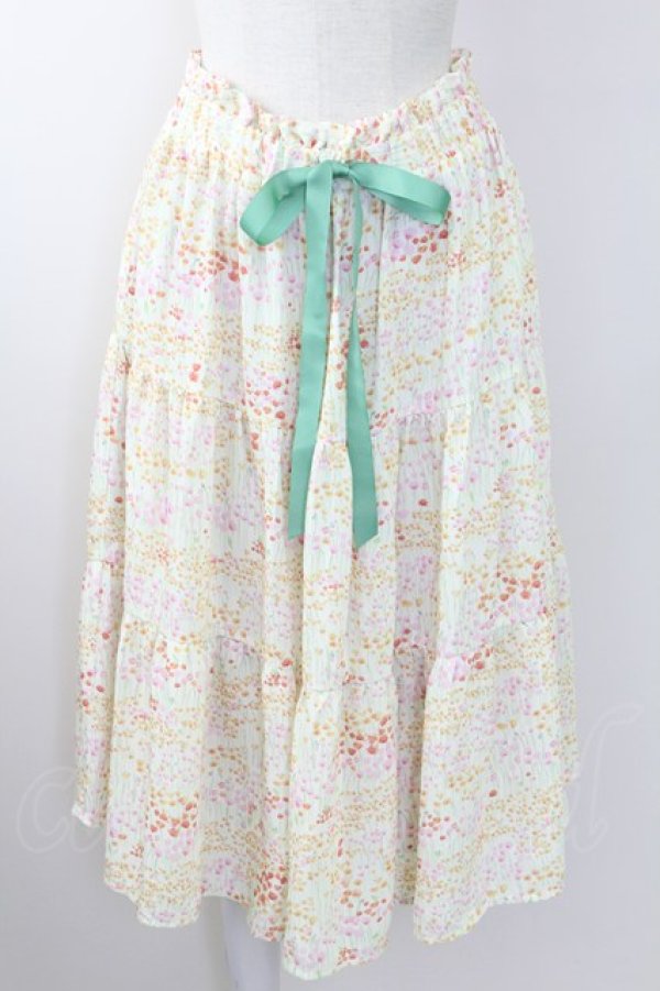 画像1: Fi.n.t / フラワーガーデン柄ティアードスカート  グリーン T-25-09-24-015-CA-SK-SA-ZT423 (1)