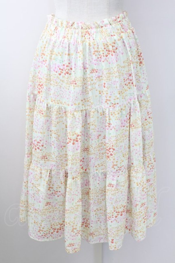 画像2: Fi.n.t / フラワーガーデン柄ティアードスカート  グリーン T-25-09-24-015-CA-SK-SA-ZT423 (2)