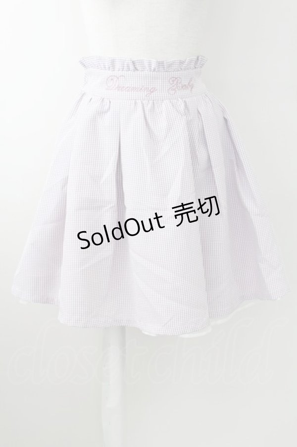 画像1: 【SALE】Ank Rouge / ウエスト刺繍ギンガムチェックスカート  ラベンダーＸ白 T-25-09-24-017-CA-SK-SA-ZT423 (1)
