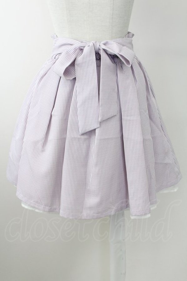 画像2: Ank Rouge / ウエスト刺繍ギンガムチェックスカート  ラベンダーＸ白 T-25-09-24-017-CA-SK-SA-ZT423 (2)