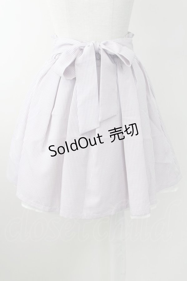 画像2: 【SALE】Ank Rouge / ウエスト刺繍ギンガムチェックスカート  ラベンダーＸ白 T-25-09-24-017-CA-SK-SA-ZT423 (2)