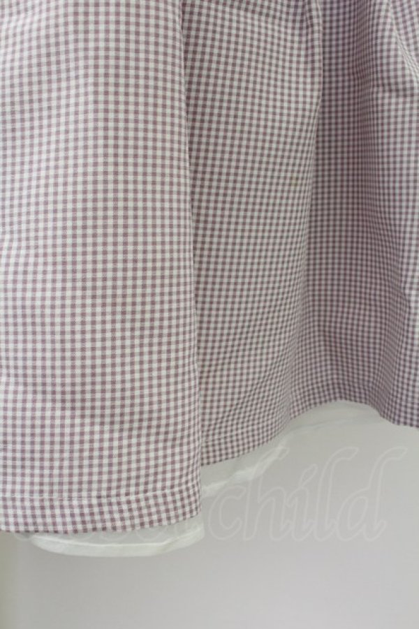 画像4: Ank Rouge / ウエスト刺繍ギンガムチェックスカート  ラベンダーＸ白 T-25-09-24-017-CA-SK-SA-ZT423 (4)