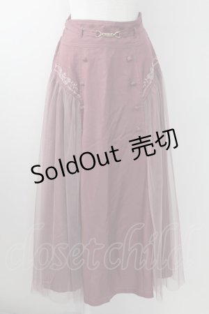 画像: axes femme / サイドチュールロングスカート  ピンク T-25-09-24-018-AX-SK-SA-ZT423
