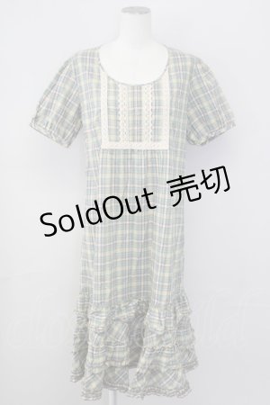 画像: 【SALE】PINK HOUSE / マドラスチェック半袖ワンピース  グリーン T-25-09-26-003-LO-OP-SA-ZT324