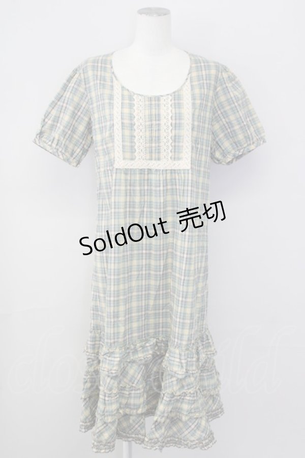 画像1: 【SALE】PINK HOUSE / マドラスチェック半袖ワンピース  グリーン T-25-09-26-003-LO-OP-SA-ZT324 (1)