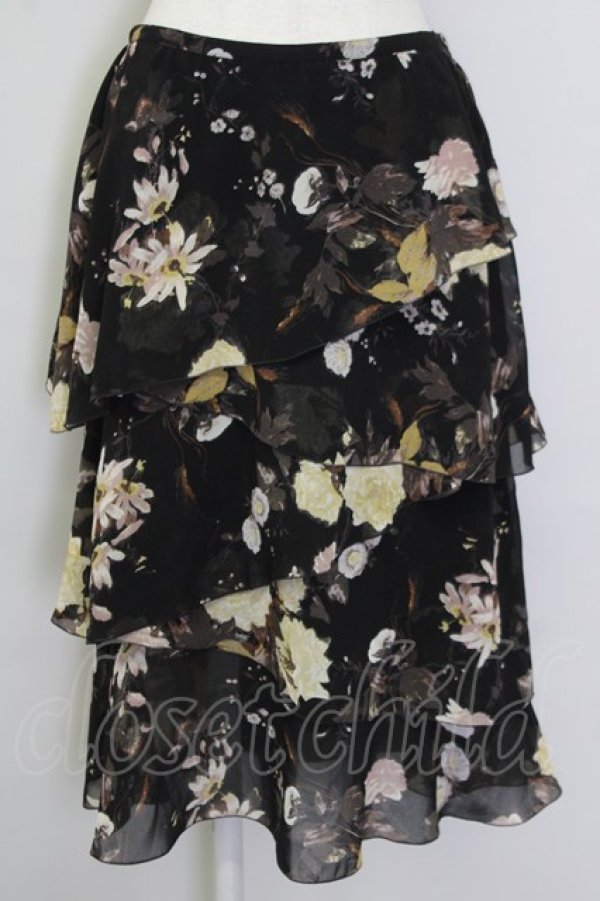 画像1: INGEBORG / 互い違いフリルスカート L ブラック T-25-09-26-029-LO-SK-SA-ZT439 (1)