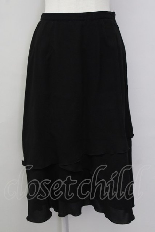画像1: INGEBORG / 裾段フリルスカート L ブラック T-25-09-26-030-LO-SK-SA-ZT441 (1)