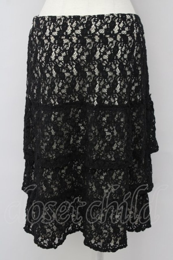 画像2: INGEBORG / レース重ねスカート 11 ブラック×キナリ T-25-09-26-031-LO-SK-SA-ZT441 (2)