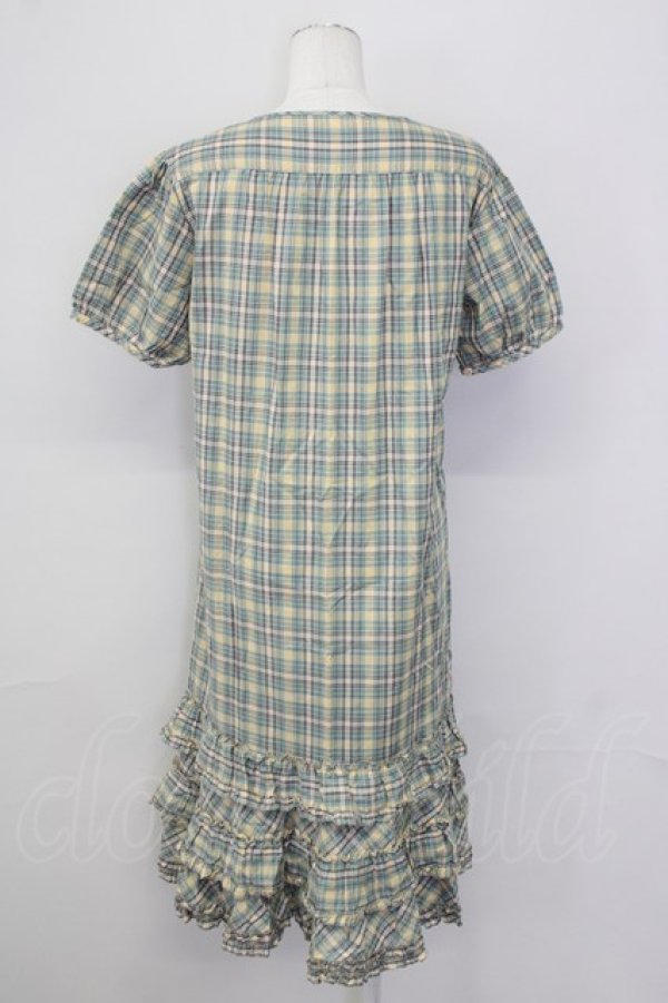 画像2: PINK HOUSE / マドラスチェック半袖ワンピース  グリーン T-25-09-26-003-LO-OP-SA-ZT324 (2)