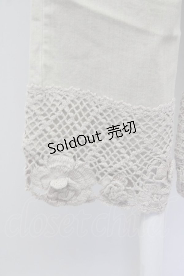 画像3: 【SALE】INGEBORG / 裾ニットカメリアモチーフパンツ L アイボリー T-25-09-26-033-LO-PA-SA-ZT441 (3)