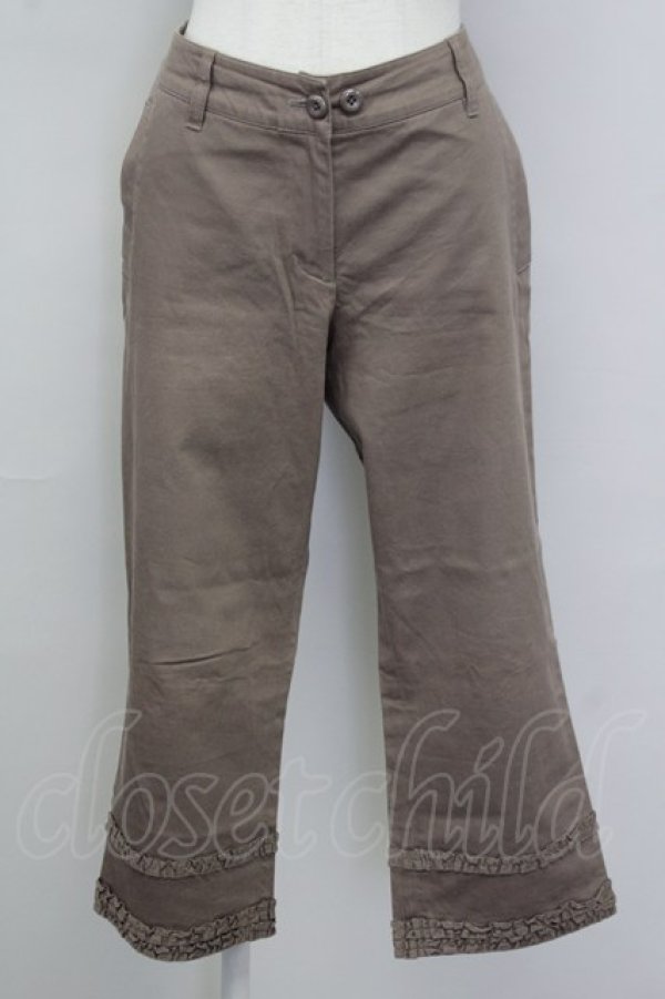 画像1: INGEBORG / 裾フリルクロップドパンツ 13 ブラウン T-25-09-26-034-LO-PA-SA-ZT441 (1)