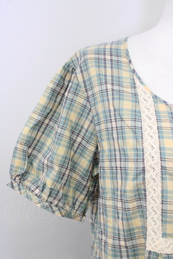 画像3: PINK HOUSE / マドラスチェック半袖ワンピース  グリーン T-25-09-26-003-LO-OP-SA-ZT324 (3)