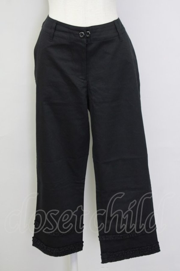 画像1: INGEBORG / 裾フリルクロップドパンツ 13 ブラック T-25-09-26-039-LO-PA-SA-ZT414 (1)